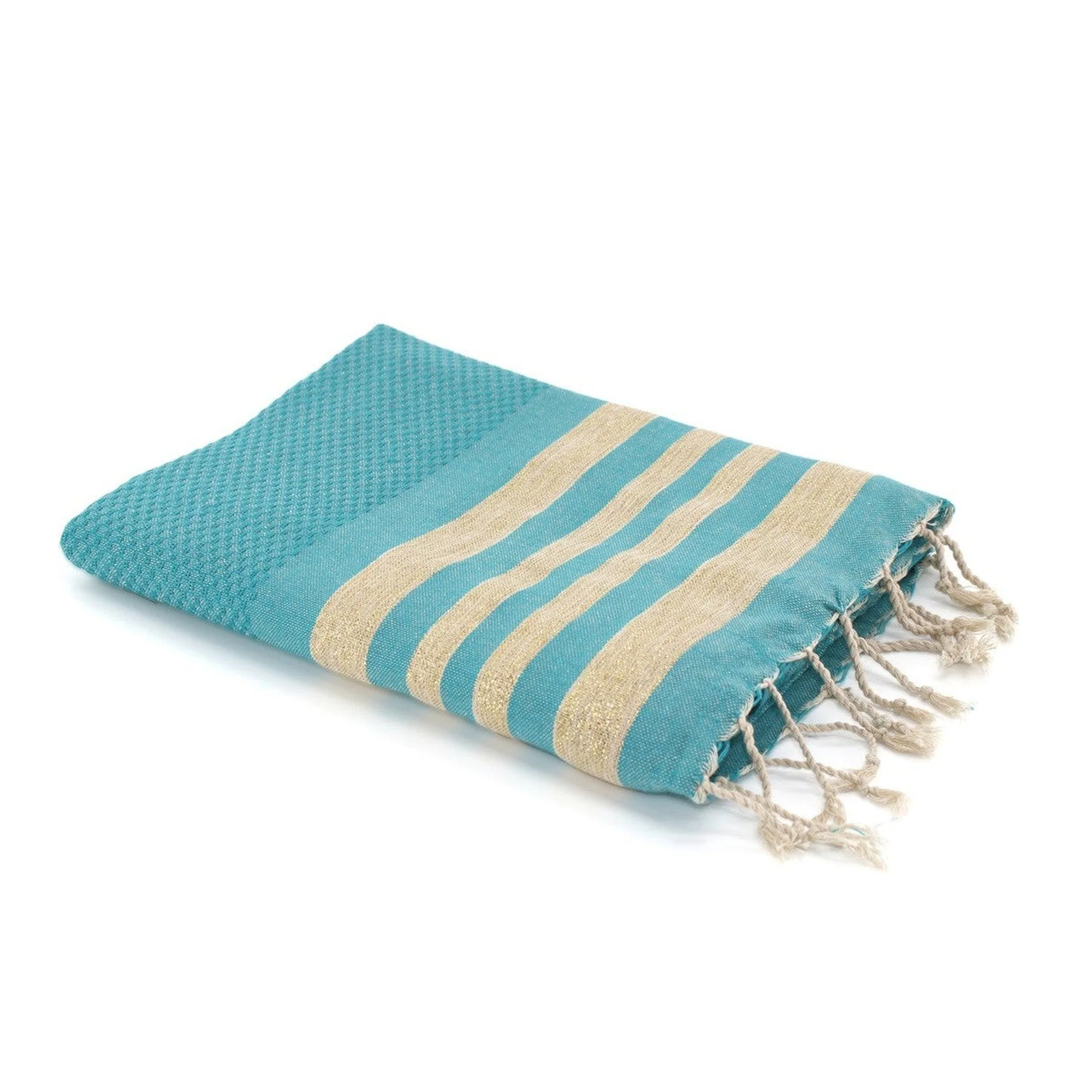 Fouta Nid D'Abeille - Coton - Vert Canard / Or - Hamptons