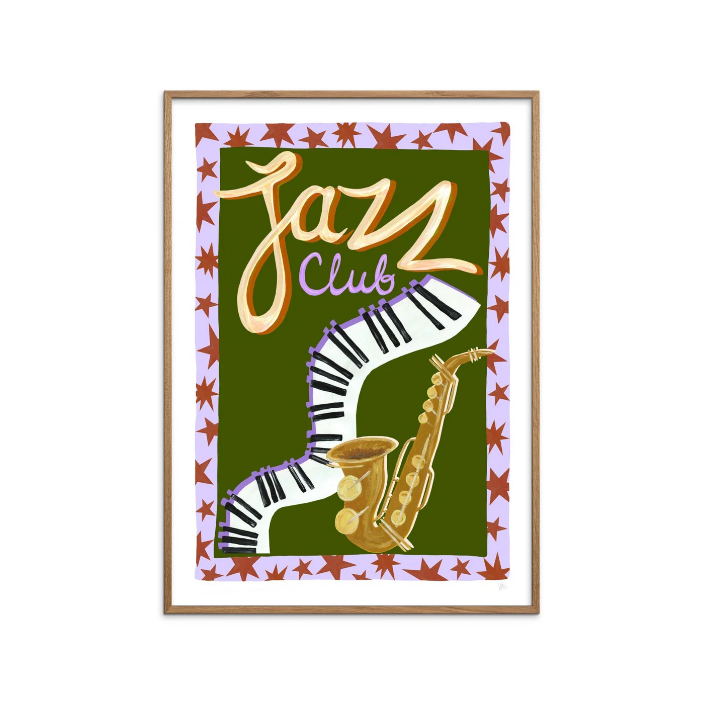 Violets Print House - Jazz Club Green And Purple Music Print