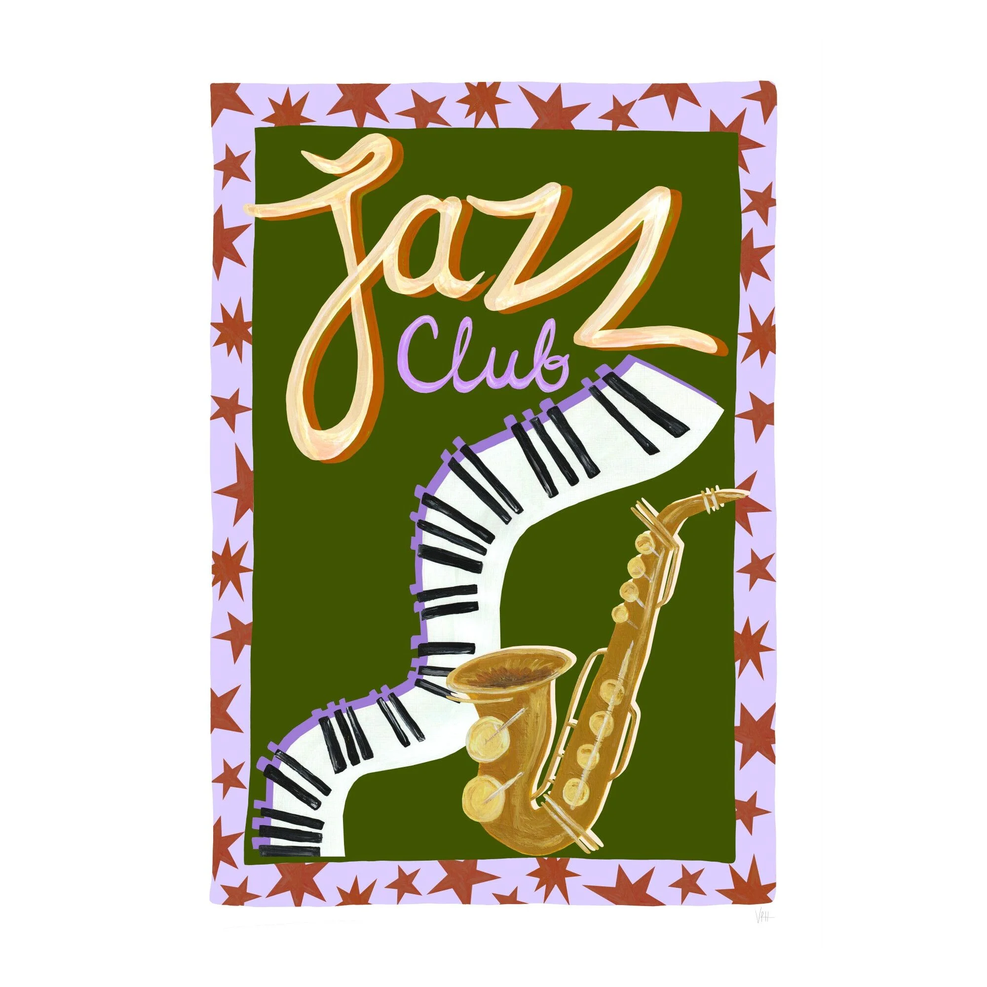 Violets Print House - Jazz Club Green And Purple Music Print - Image 2