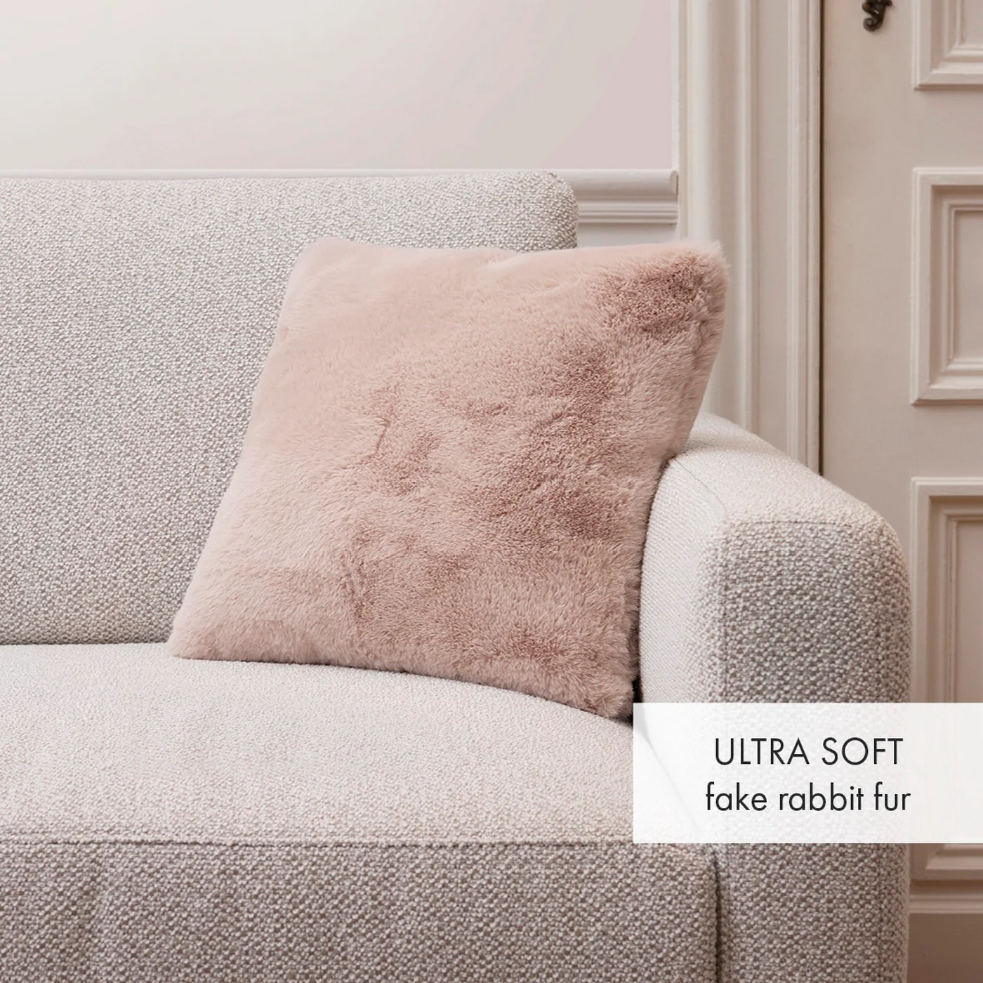 Housse De Coussin Imitation Fourrure - Rose Clair - Uni - Image 4